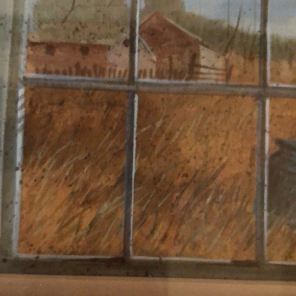 Farmhouse decor framed picture of a farm in winter as seen through a window - Picture 4 of 13